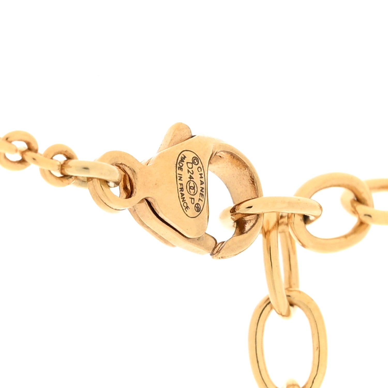 Chanel Metal Enamel Pearl CC Chain Necklace Pendant Gold Pink 4 of 5