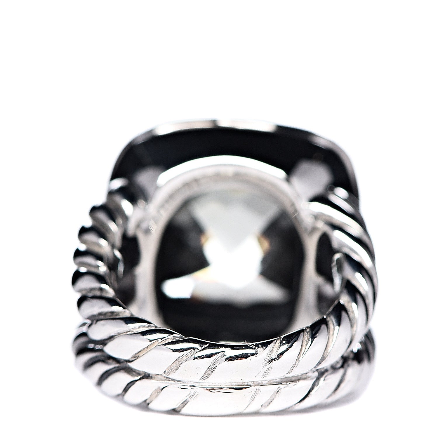 David Yurman Sterling Silver Diamond Prasiolite 14mm Albion Ring 49 4.75 4 of 6