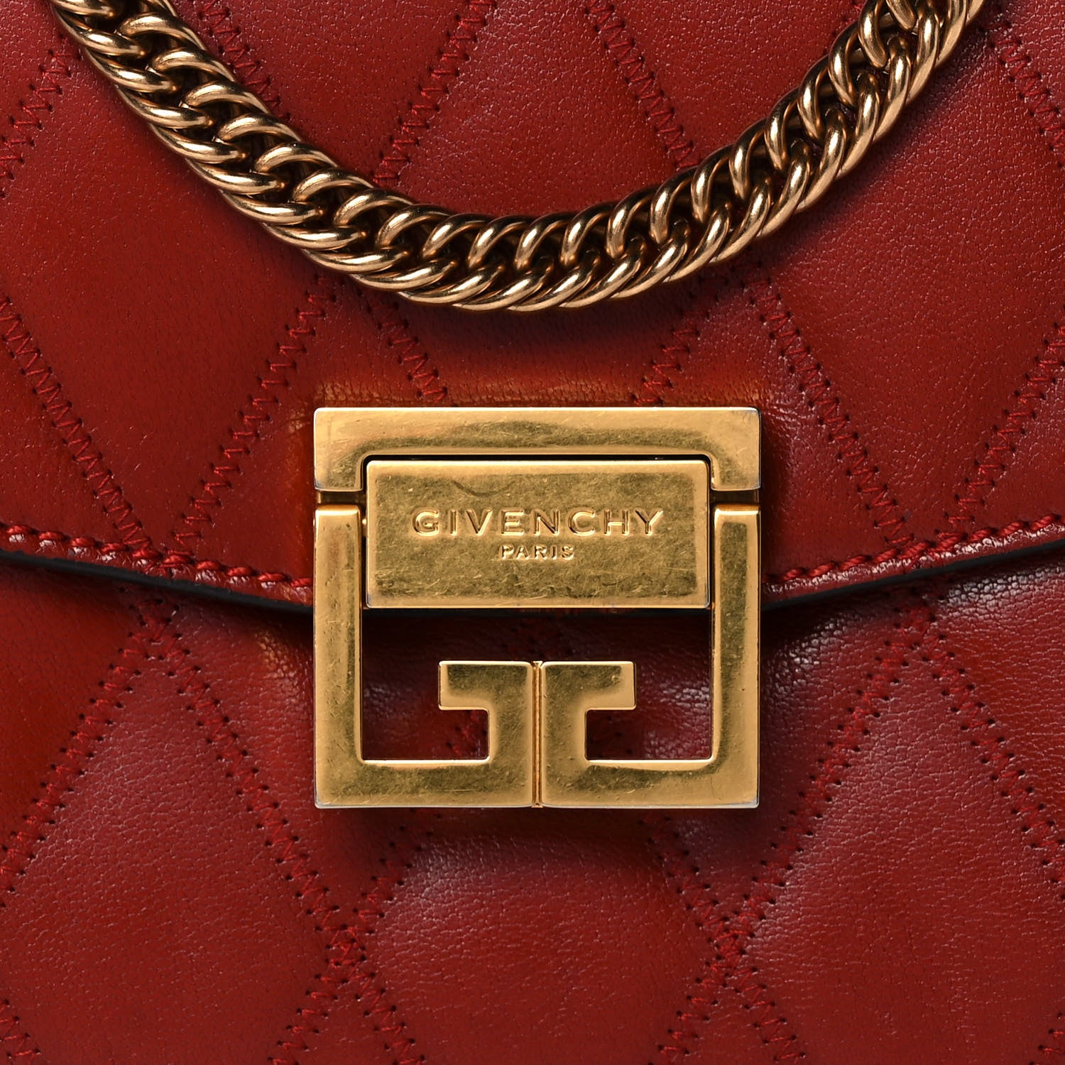 Givenchy Goatskin Quilted Small GV3 Shoulder Bag Vermilion 7 of 10