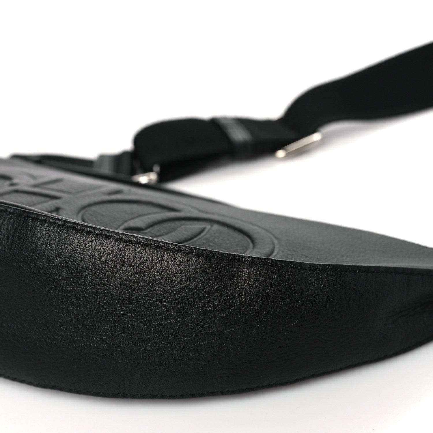 Jimmy Choo Calfskin Logo Embossed Half Moon Shoulder Bag Black 8 of 9