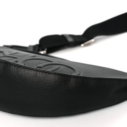 Jimmy Choo Calfskin Logo Embossed Half Moon Shoulder Bag Black 8 of 9
