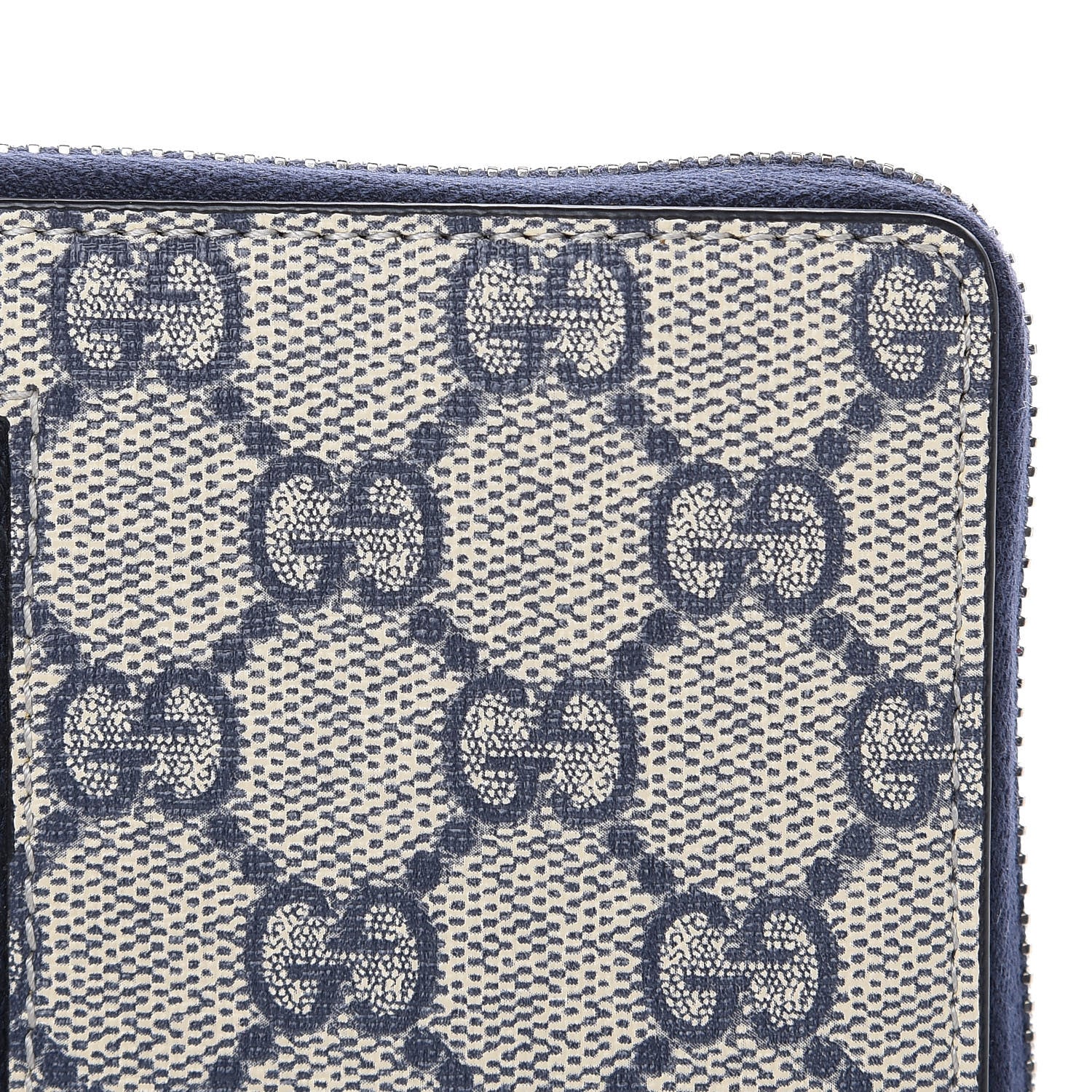 Gucci GG Supreme Monogram Web Zip Around Wallet Beige Blue 8 of 9