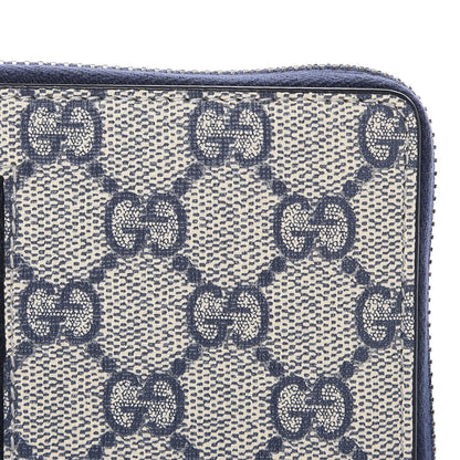 Gucci GG Supreme Monogram Web Zip Around Wallet Beige Blue 8 of 9