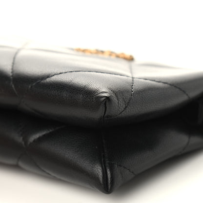Chanel Shiny Goatskin Quilted Small Chanel 19 Pouch With Handle Black 9 of 10