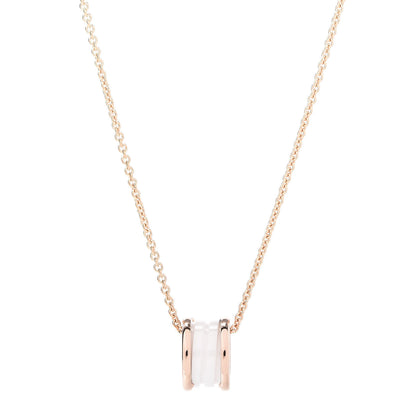 Bulgari 18K Rose Gold White Ceramic B.Zero1 Pendant Necklace 1 of 6