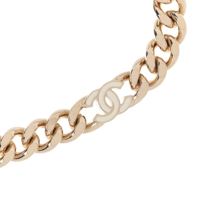 Chanel Metal Enamel Chain CC Choker Gold White 4 of 6