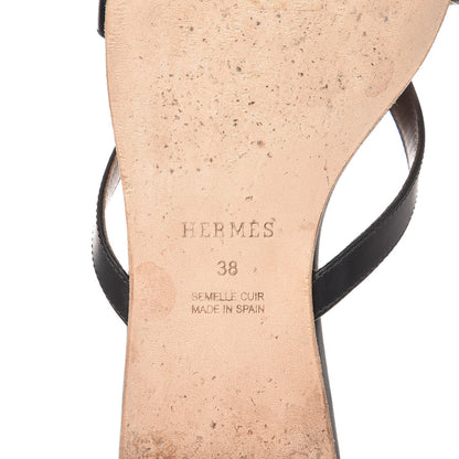 Hermes Nappa Calfskin Corfou Sandals 38 Black 6 of 10