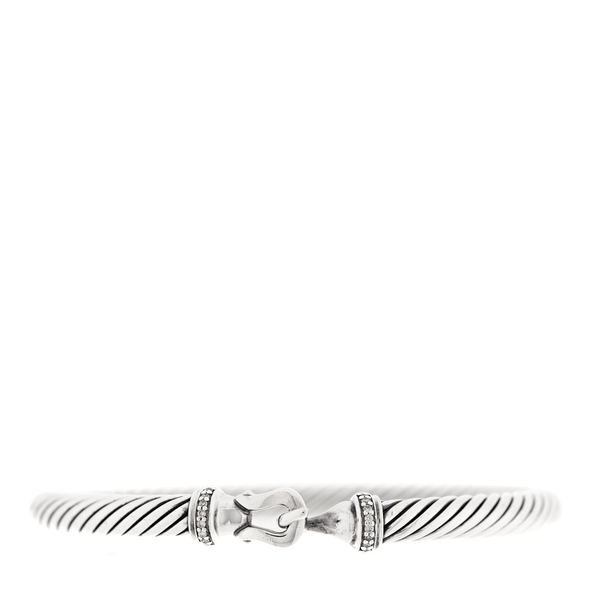 Sterling Silver Diamond 5mm Cable Buckle Bracelet