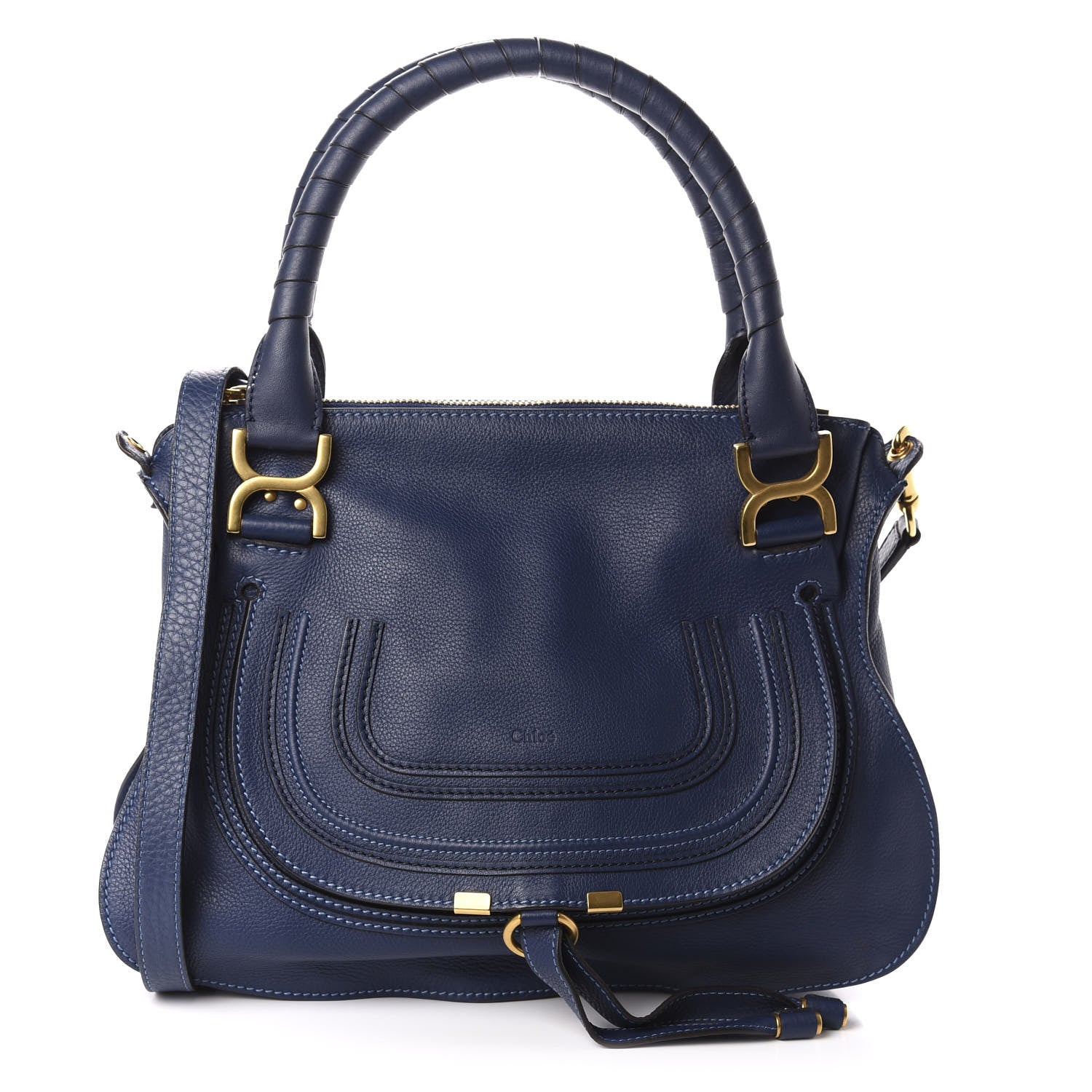 Chloe Calfskin Medium Marcie Satchel Royal Navy 1 of 11