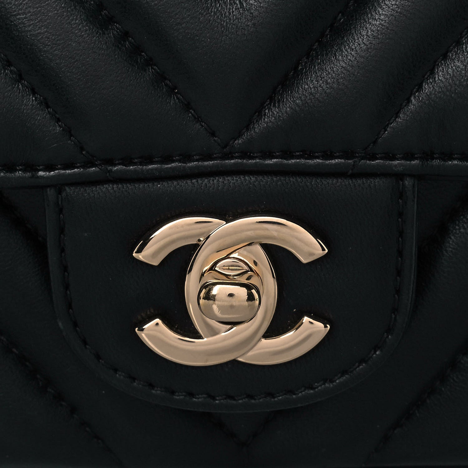 Chanel Lambskin Chevron Quilted Mini Rectangular Flap Black 8 of 12