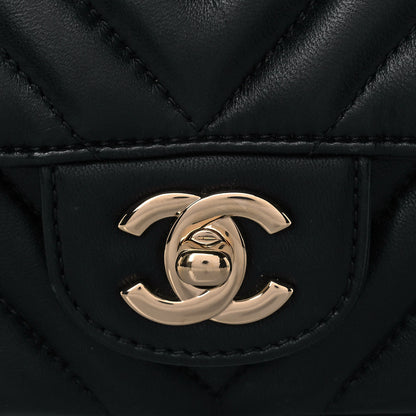 Chanel Lambskin Chevron Quilted Mini Rectangular Flap Black 8 of 12