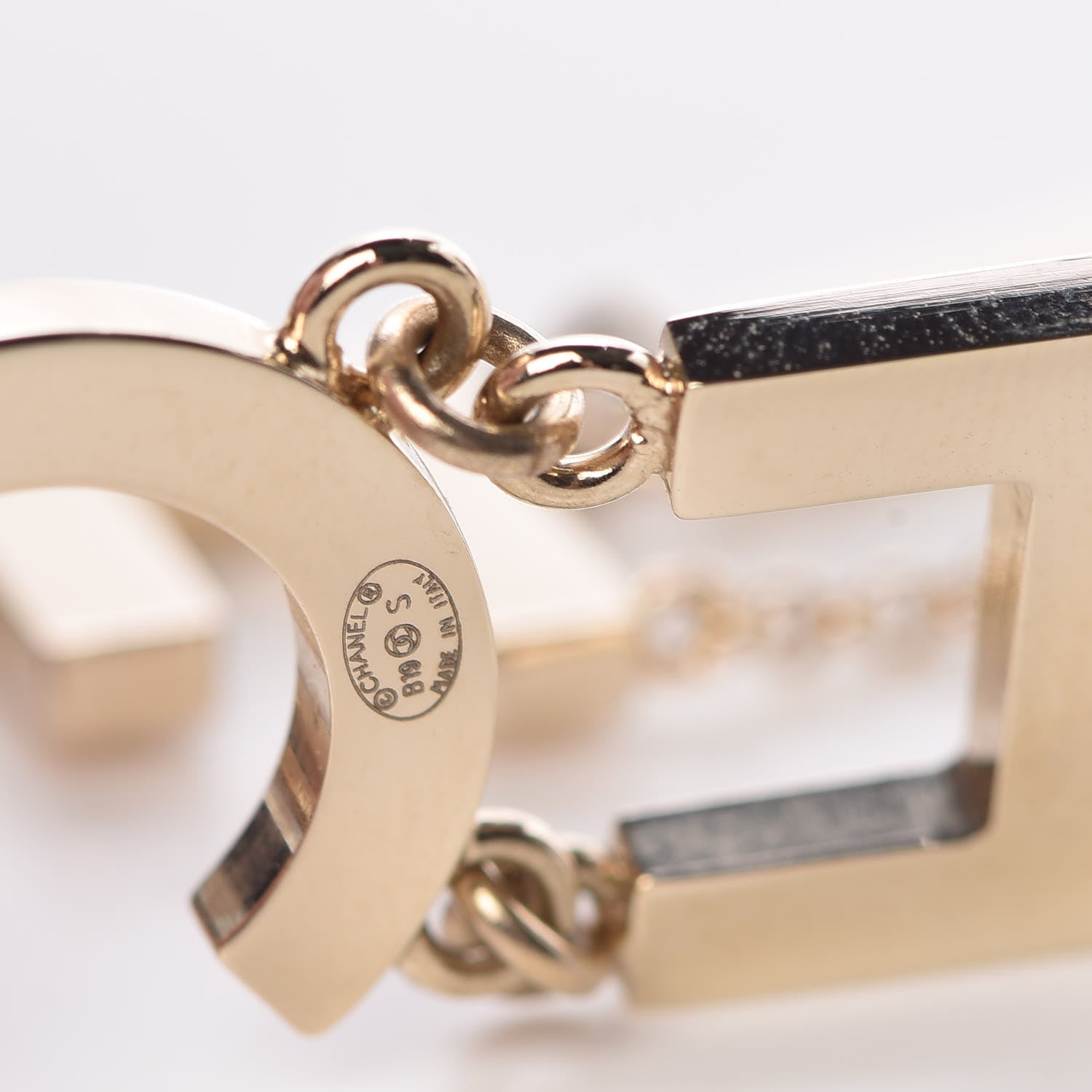 Chanel Metal Cha-Nel Logo Drop Earrings Gold 4 of 5
