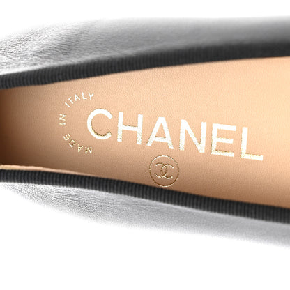 Chanel Lambskin Patent Cap Toe Ballerina Flats 37.5 Black 7 of 9