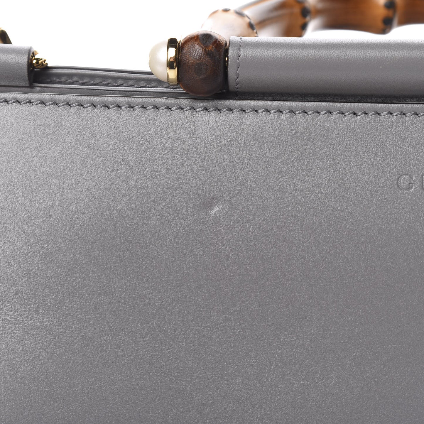 Nappa Bamboo Web Medium Nymphaea Top Handle Bag Deep Grey Mystic White