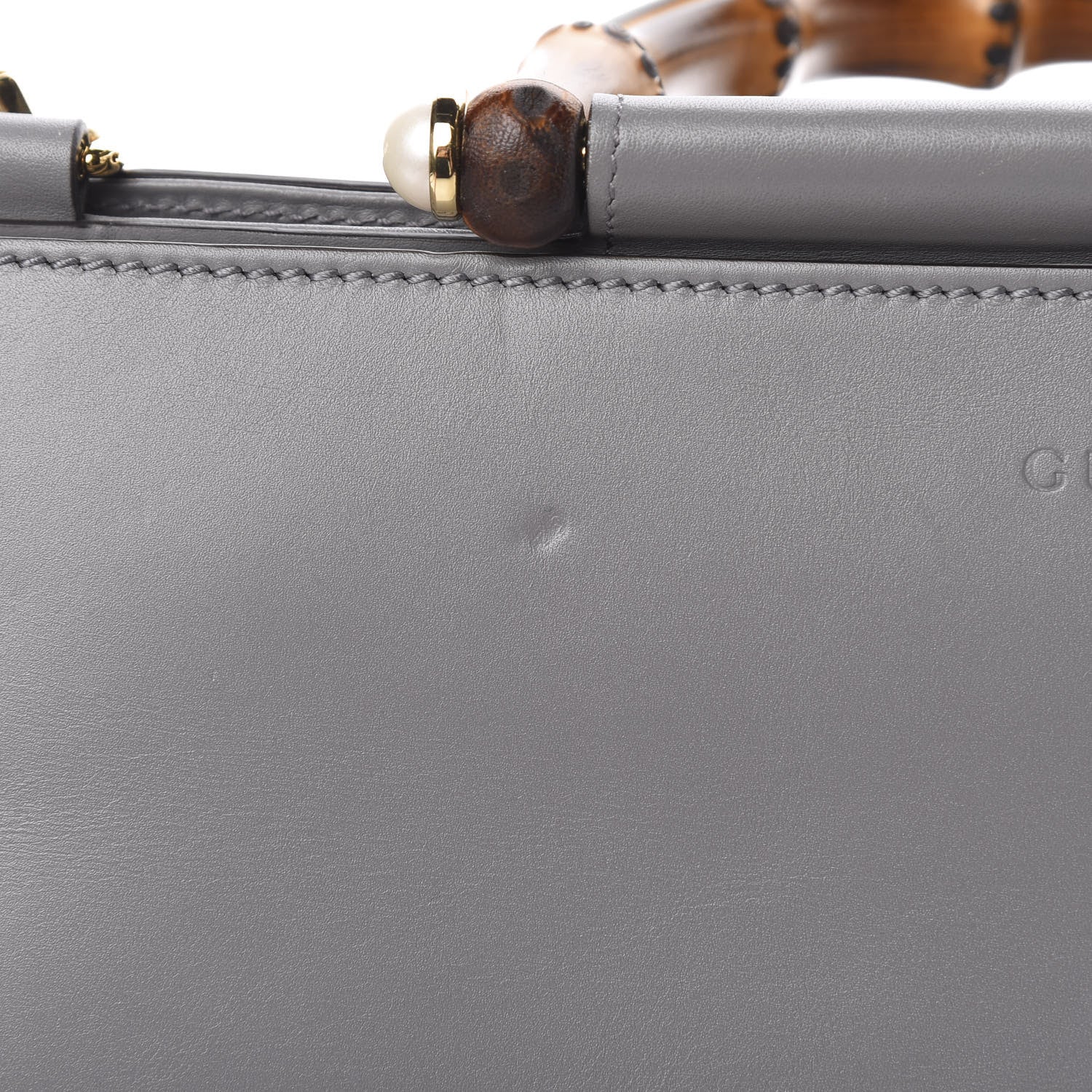Gucci Nappa Bamboo Web Medium Nymphaea Top Handle Bag Deep Grey Mystic White 13 of 15