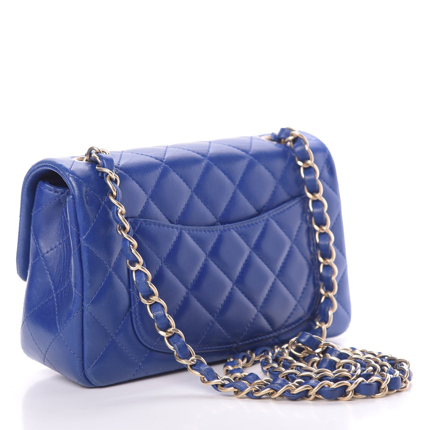 Lambskin Quilted Mini Rectangular Flap Royal Blue