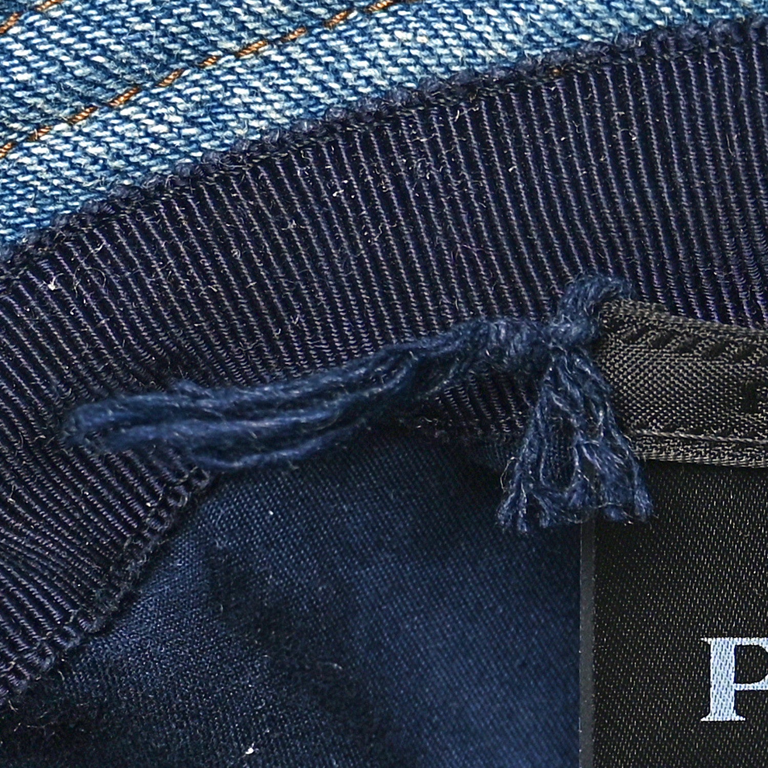 Prada Used Denim Metal Triangle Logo Mens Bucket Hat XXL Light Blue 9 of 9