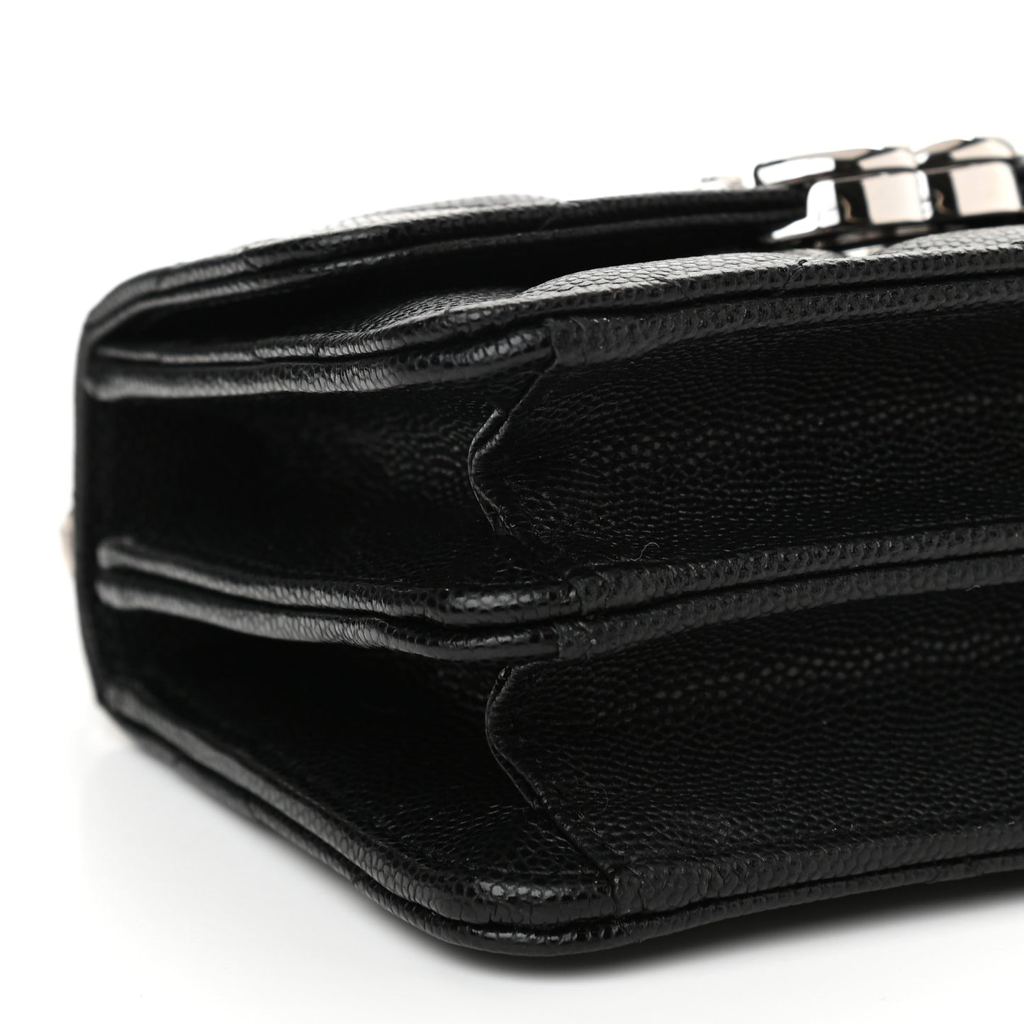 Caviar Quilted Pick Me Up Clutch With Chain Black