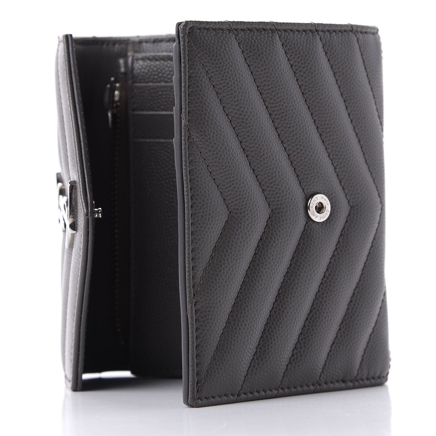 Grain De Poudre Matelasse Chevron Monogram Compact Tri Fold Wallet Earth