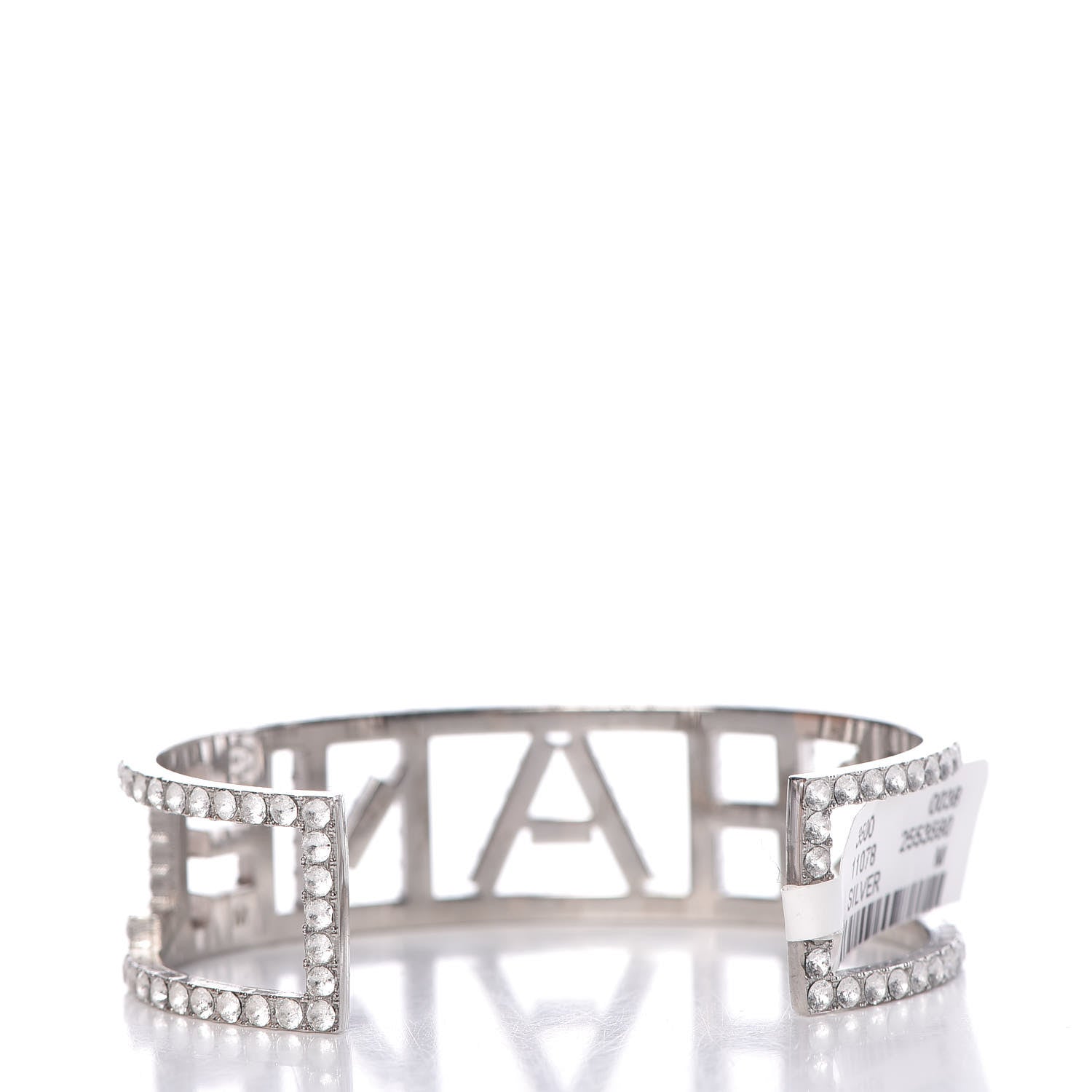 Chanel Crystal Logo Cuff M Silver 3 of 4