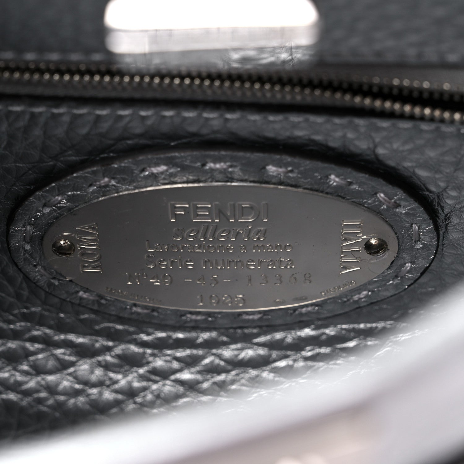 Fendi Cuoio Romano Lux Selleria Mini Peekaboo Iconic Satchel Argento 7 of 9