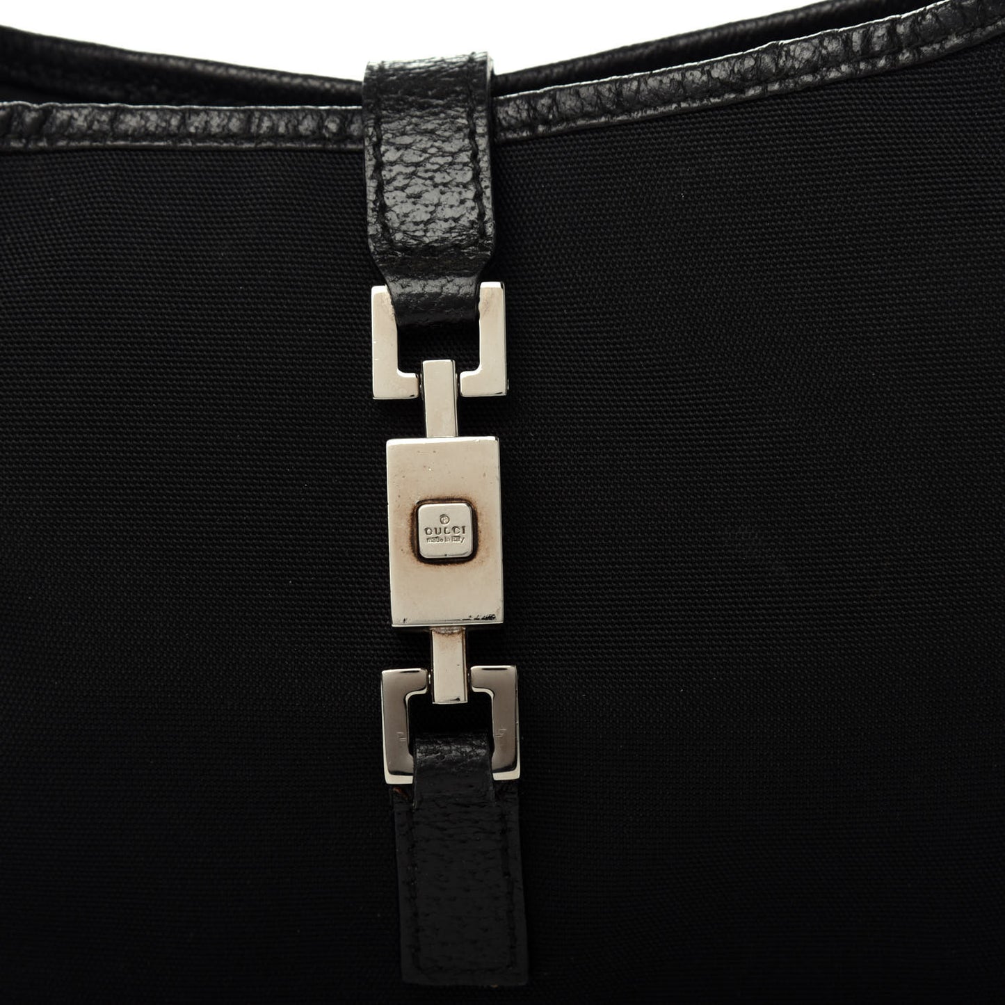Canvas Calfskin Small Jackie O Hobo Black