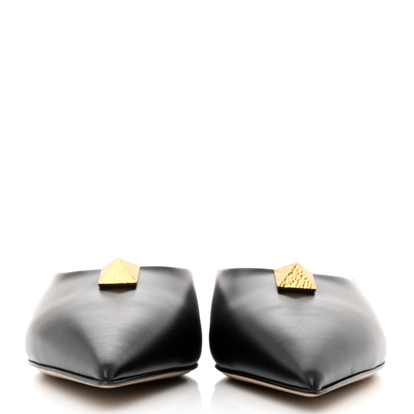 Calfskin Roman Stud Pointed Flat Mules 39 Black