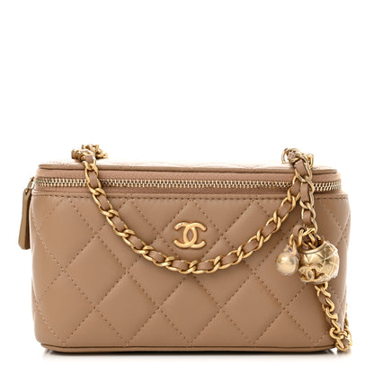 Chanel Lambskin Quilted Pearl Crush Small Vanity Case With Chain Dark Beige 1 of 11
