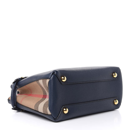 Burberry Grainy Calfskin House Check Small Banner Tote Midnight Blue 4 of 13