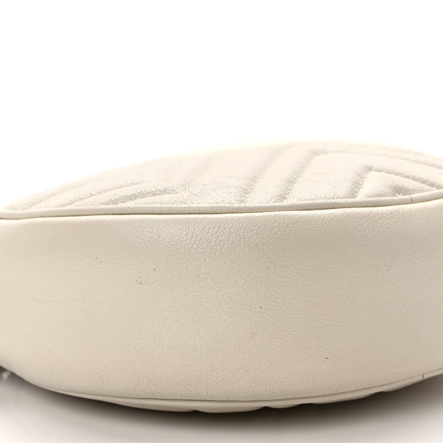 Gucci Calfskin Matelasse Mini GG Marmont Round Shoulder Bag White 9 of 15