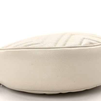Gucci Calfskin Matelasse Mini GG Marmont Round Shoulder Bag White 9 of 15