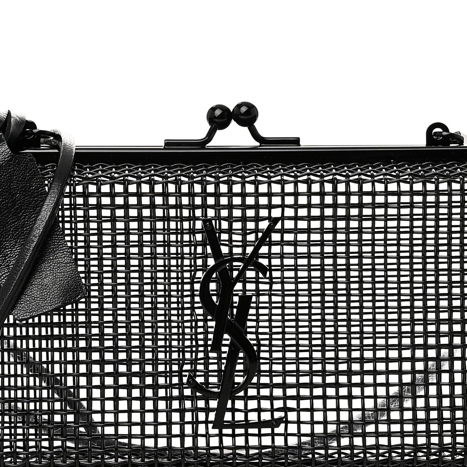 Saint Laurent Brass Lambskin Monogram Cassandre Cage Bag Black 8 of 10