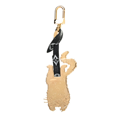 Louis Vuitton Catogram Flying Cat Bag Charm Key Holder Gold Black 1 of 4