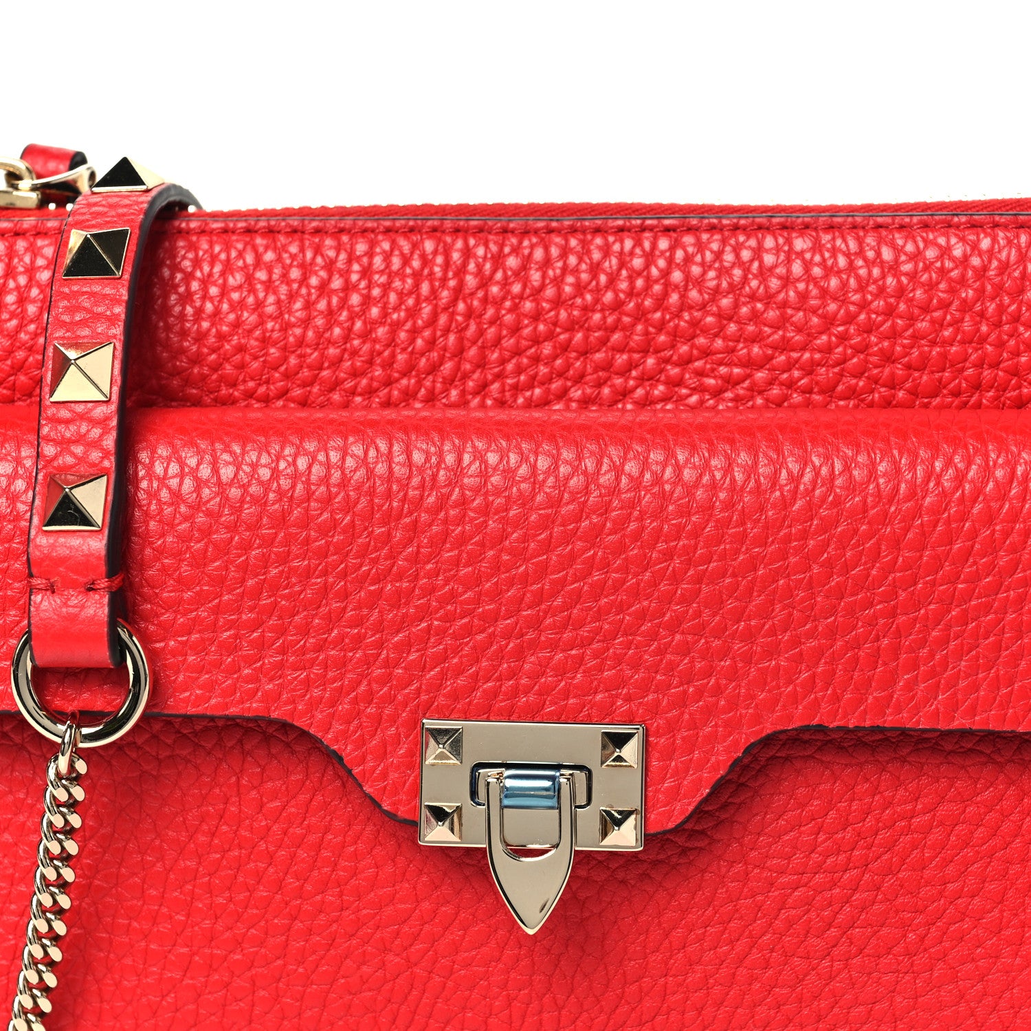 Valentino Garavani Grainy Calfskin Rockstud Flip Lock Chain Pouch Rouge Pur 6 of 8