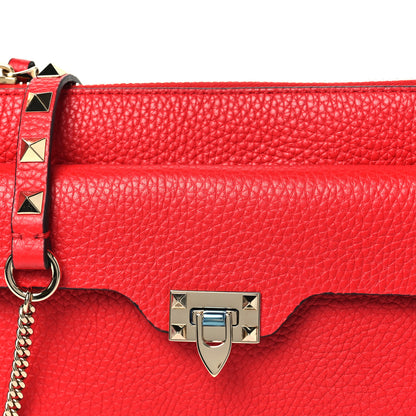 Valentino Garavani Grainy Calfskin Rockstud Flip Lock Chain Pouch Rouge Pur 6 of 8