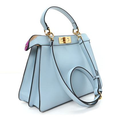 Fendi Vitello Seta Nappa Bi-Color Rainbow Girl Inlay Medium Peekaboo I SEE U Satchel Azzurro Baby Multicolor 3 of 11