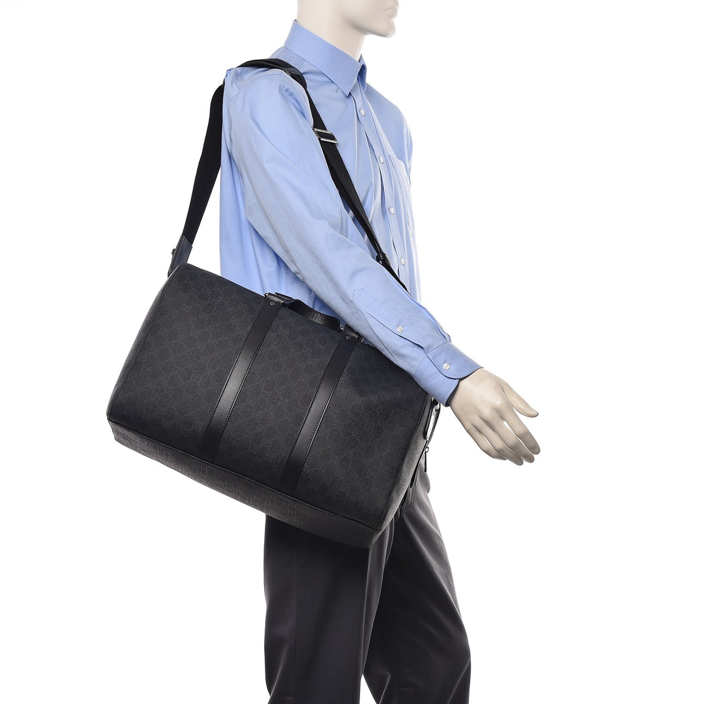 GG Supreme Monogram Medium Carry-On Duffle Bag Black Grey