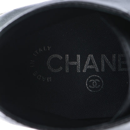 Chanel Calfskin CC Cap Toe High Top Sneaker Boot 39 Black 7 of 7