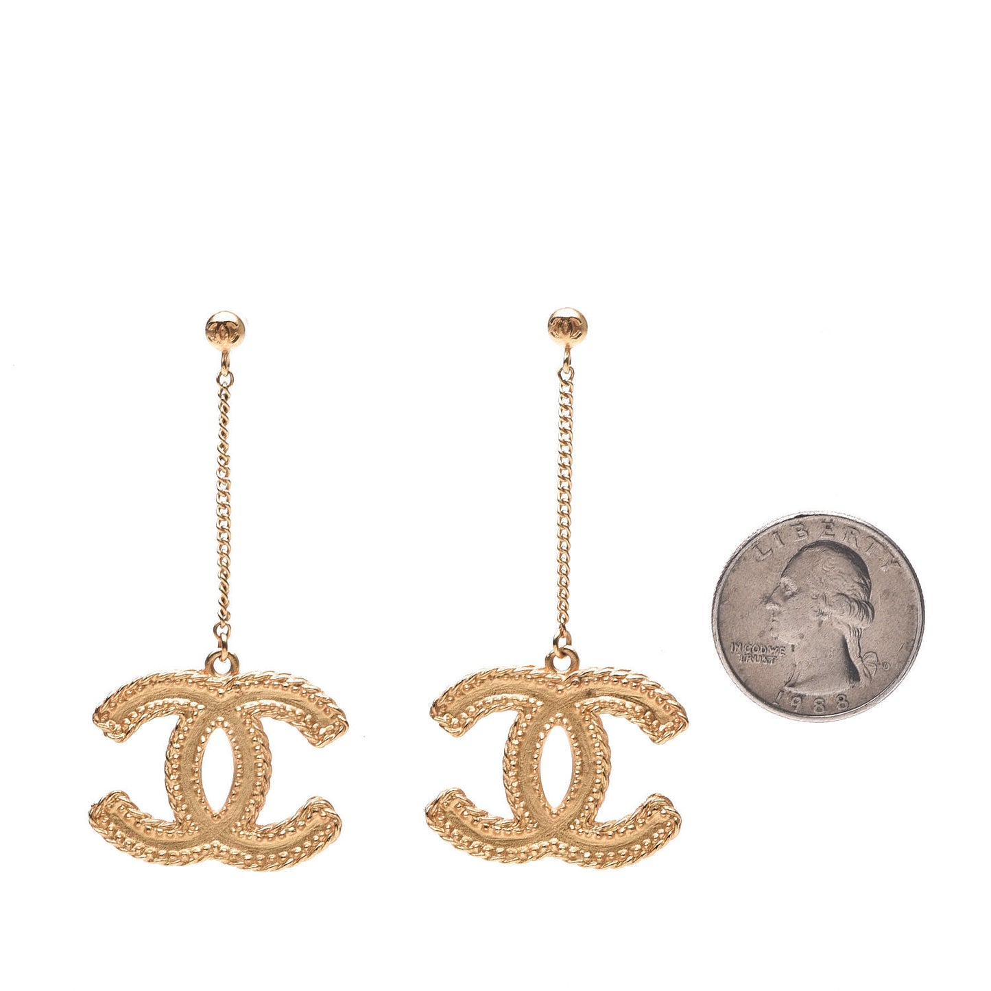 CC Drop Earrings Matte Gold