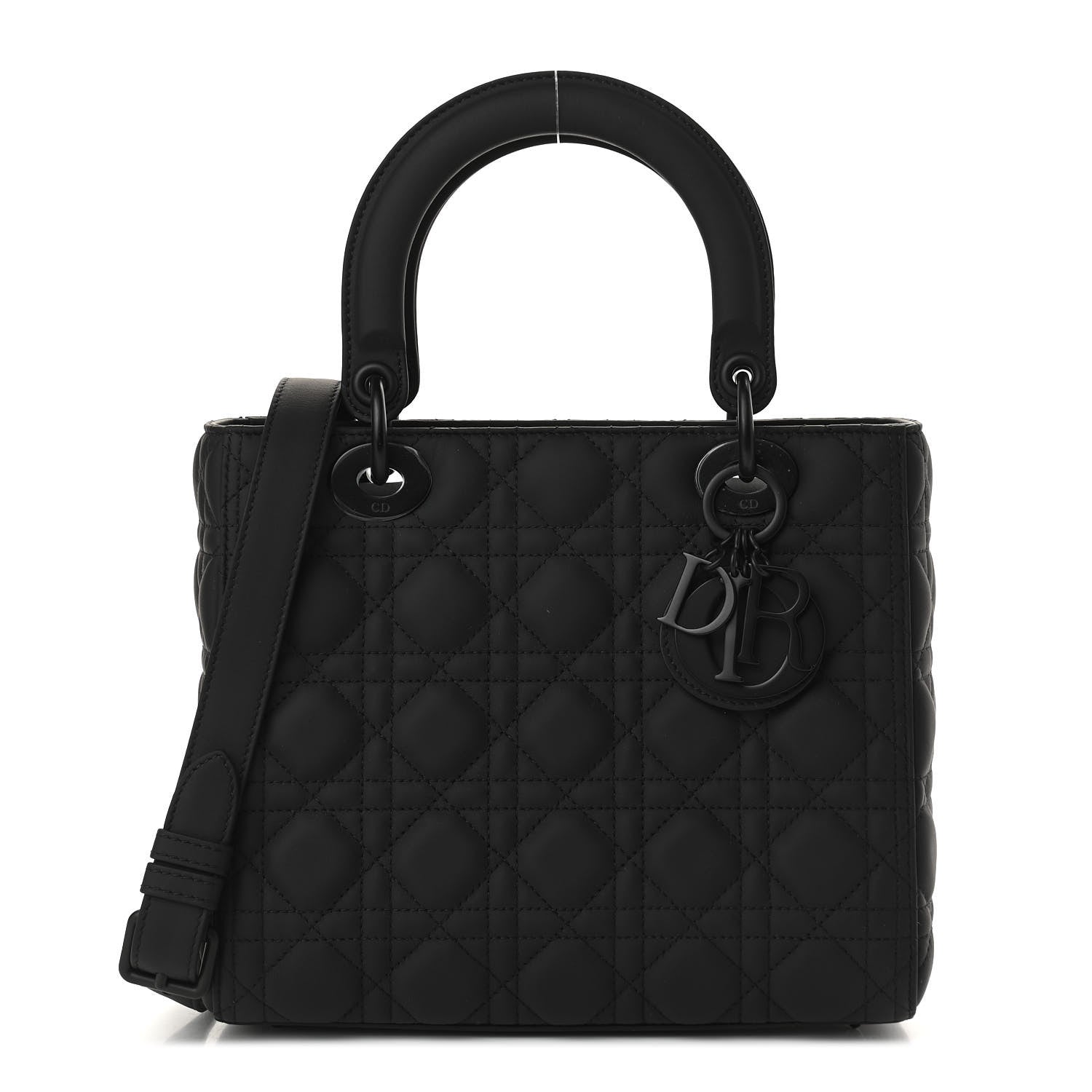 Christian Dior Ultra Matte Calfskin Cannage Medium Lady Dior Black 1 of 8