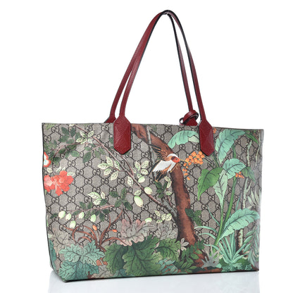 Gucci GG Supreme Monogram Tian Medium Shopping Tote Beige Multicolor Red 3 of 11