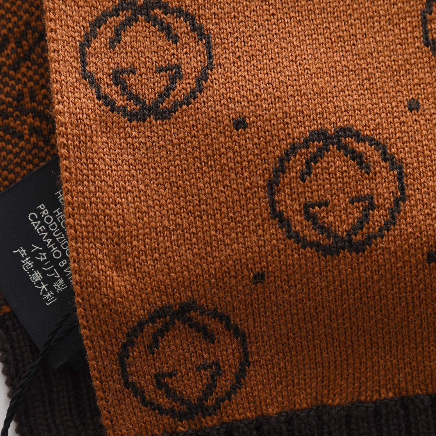 Gucci X DAPPER DAN Wool GG Micro Monogram Scarf Brown 6 of 6