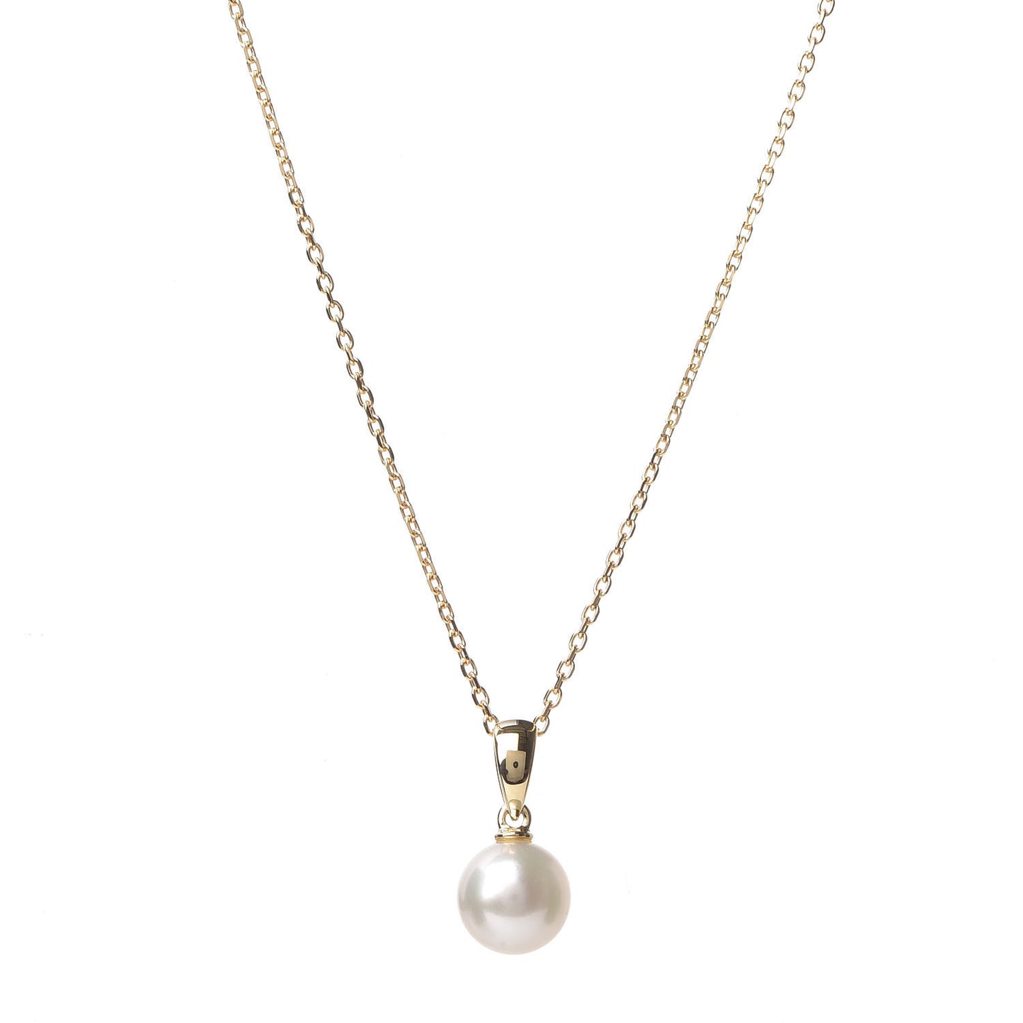 18K Yellow Gold Akoya Pearl 6.5-7mm Drop Pendant Necklace
