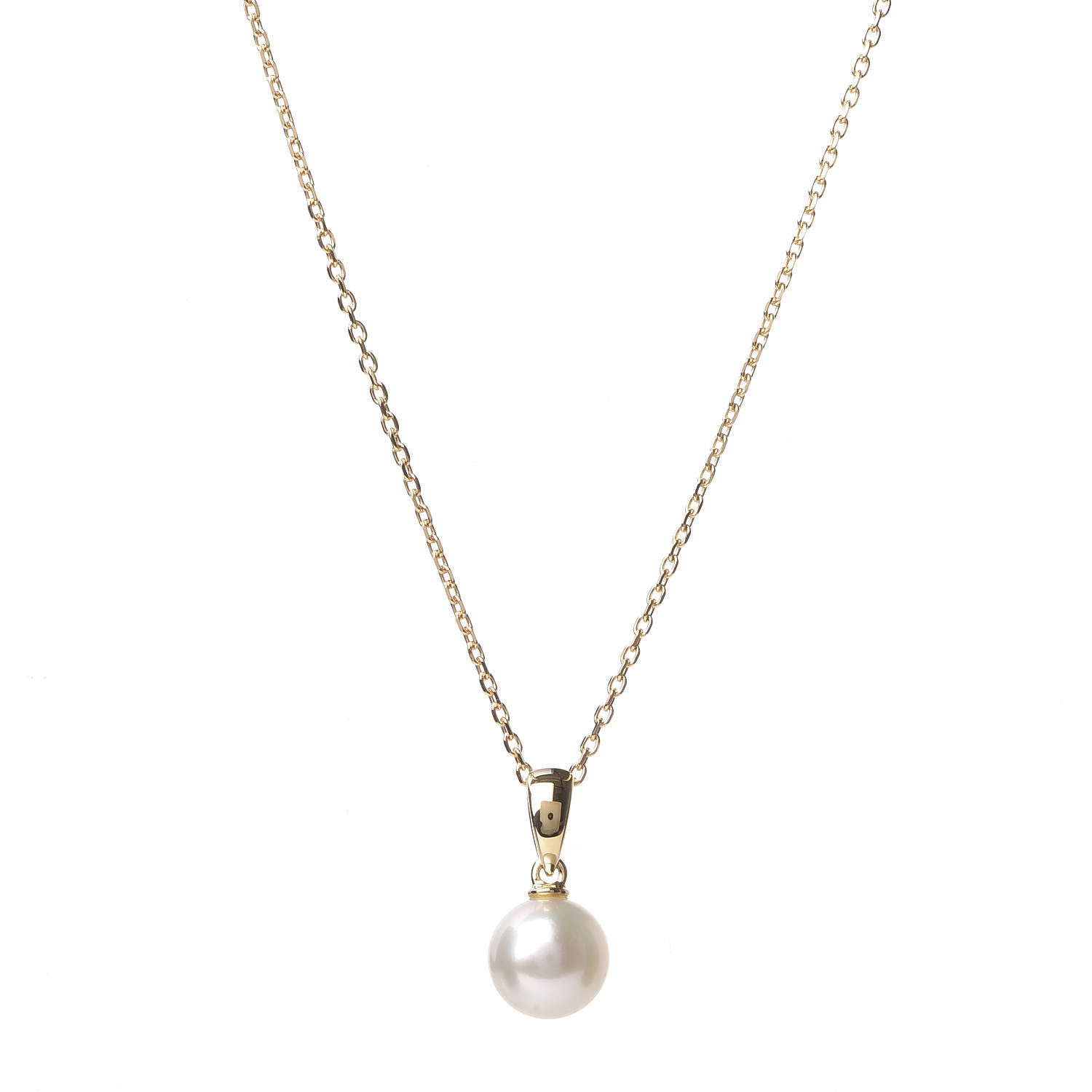 Mikimoto 18K Yellow Gold Akoya Pearl 6.5-7mm Drop Pendant Necklace 4 of 8