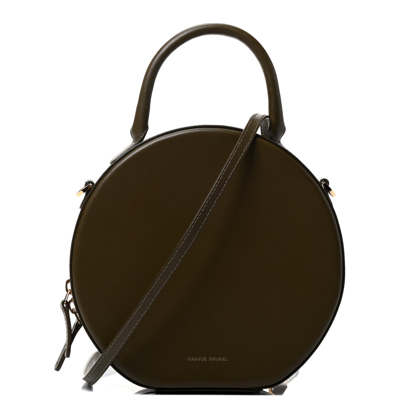 Calfskin Circle Crossbody Bag Olive
