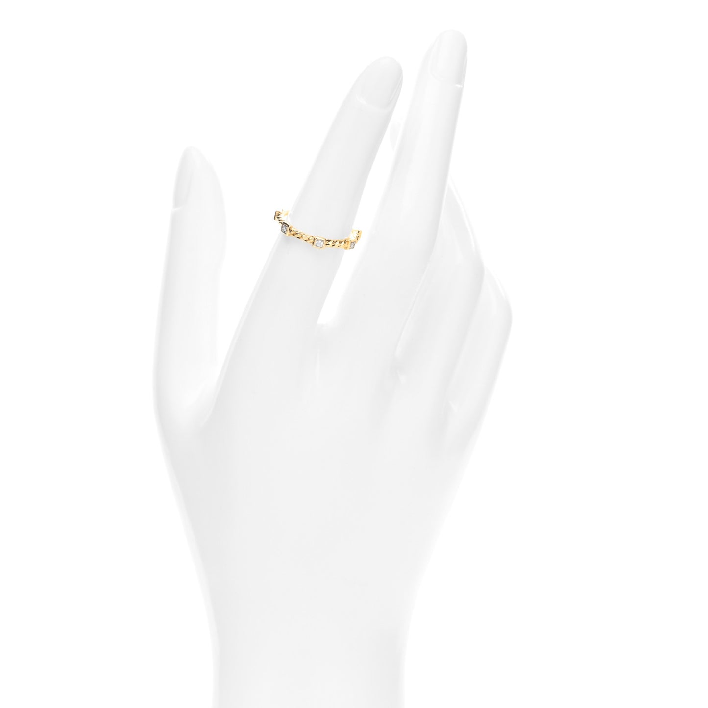 18K Yellow Gold Diamond Cable Collectibles Stack Ring 51 5.75