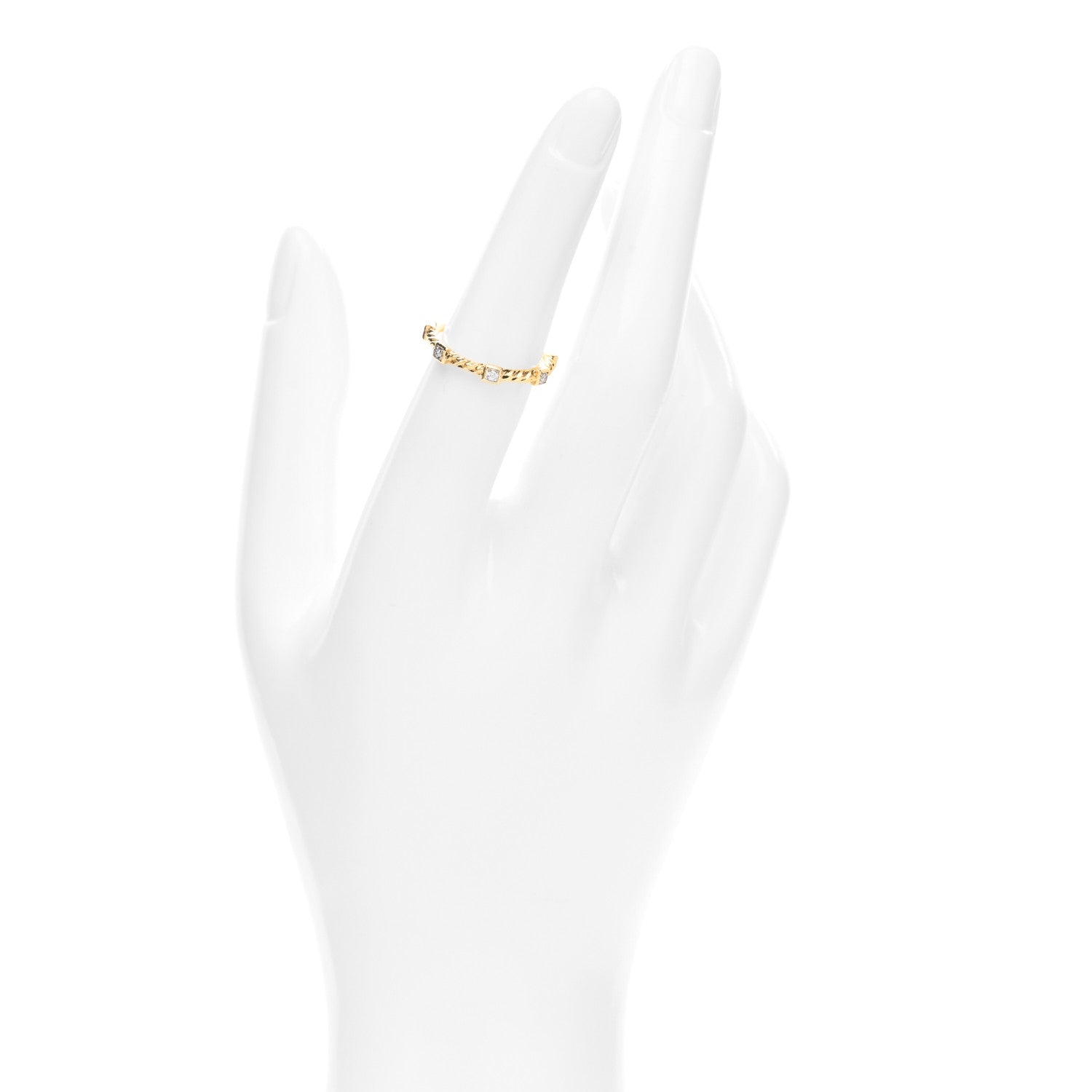 David Yurman 18K Yellow Gold Diamond Cable Collectibles Stack Ring 51 5.75 2 of 5