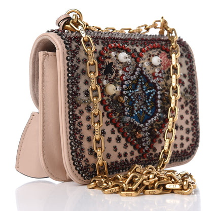 Christian Dior Calfskin Beaded Mini Dioraddict Flap Bag Beige 3 of 12