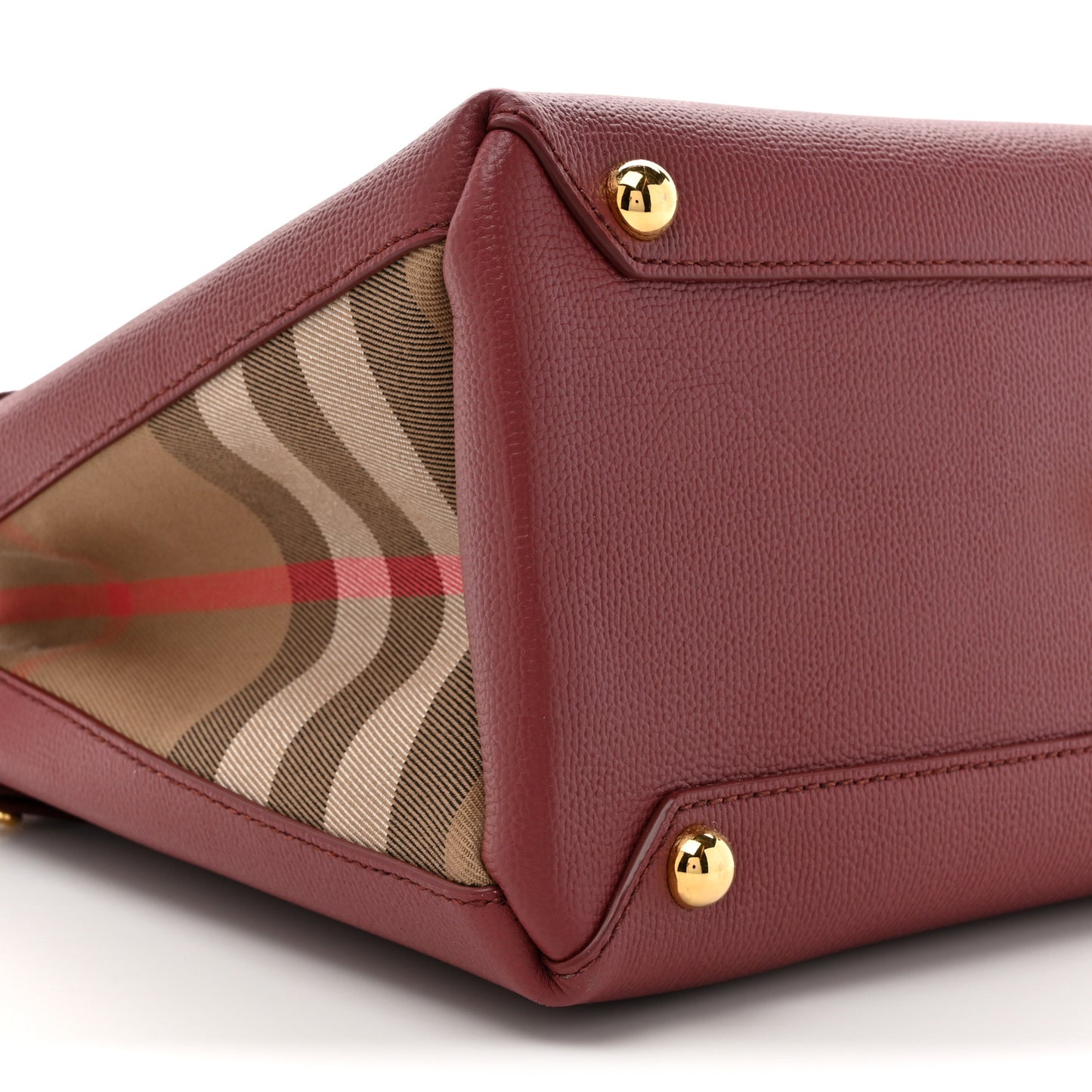 Grainy Calfskin House Check Medium Banner Tote Crimson