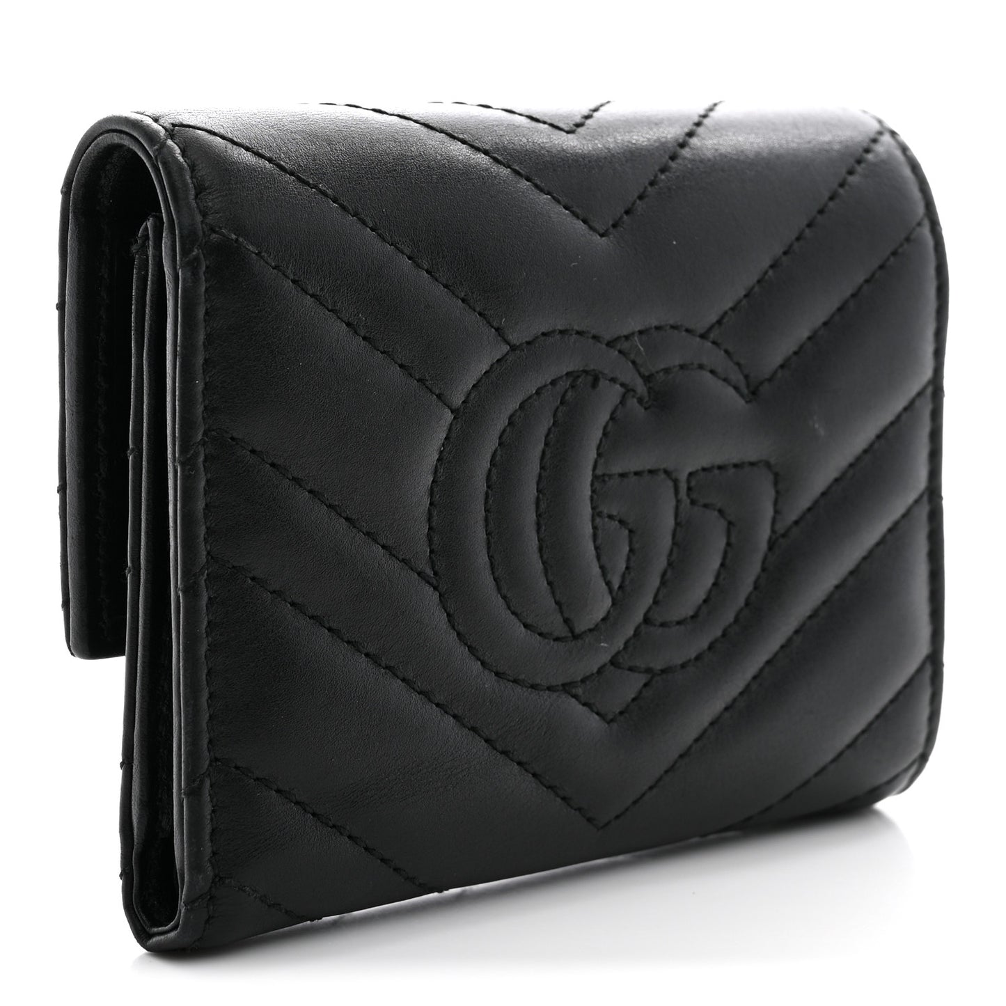 Calfskin Matelasse GG Marmont Wallet Black Black